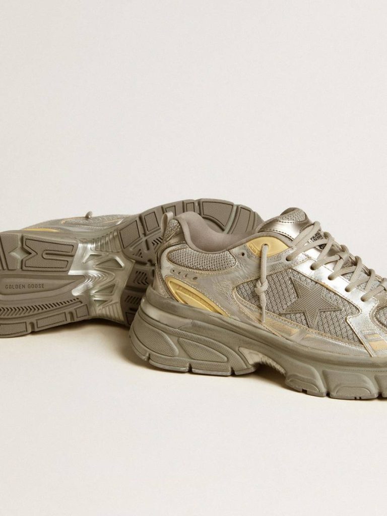 Women’s Lightstar In Metallic Leather And Silver Mesh With Gray Star Golden Goose Women Lightstar