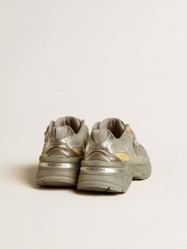 Women’s Lightstar In Metallic Leather And Silver Mesh With Gray Star Golden Goose Women Lightstar