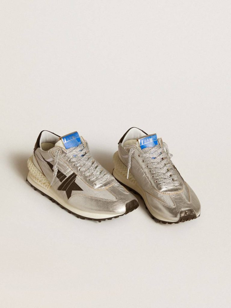 Women’s Marathon With Silver Ripstop Nylon Upper And Black Star Marathon Women Golden Goose