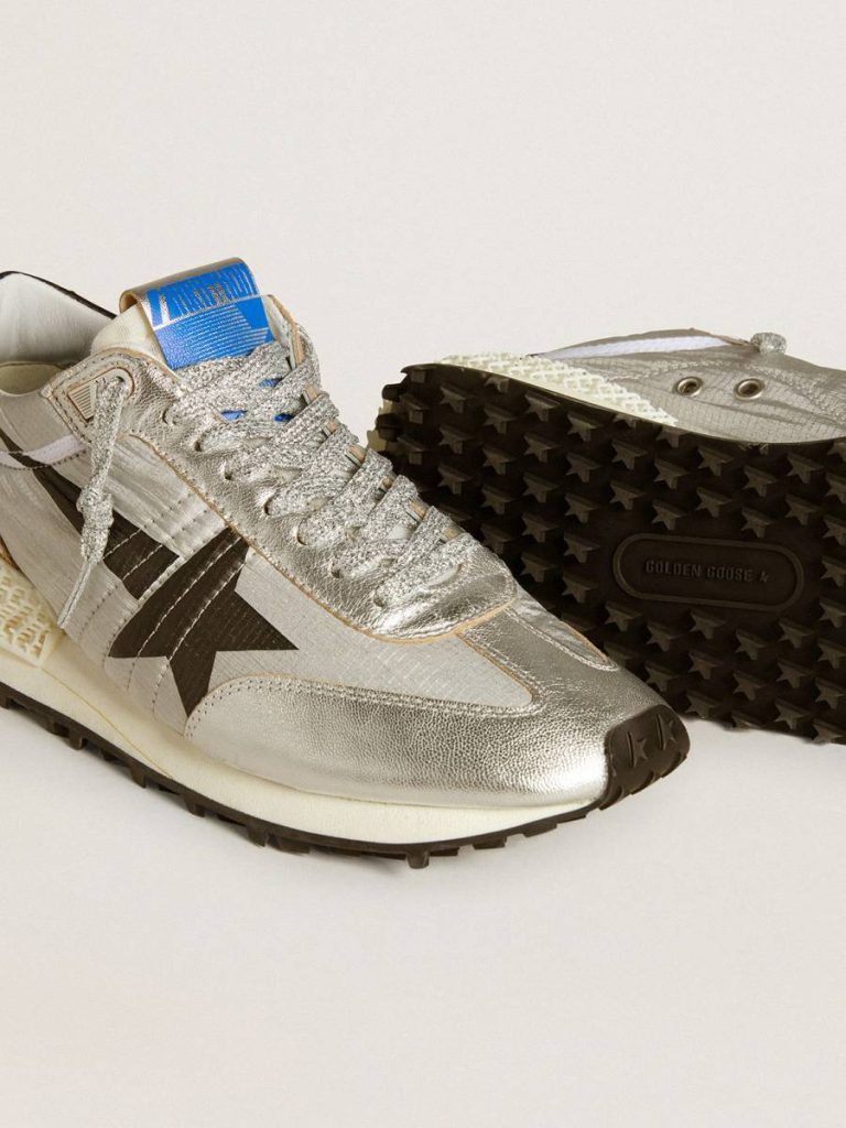 Women’s Marathon With Silver Ripstop Nylon Upper And Black Star Marathon Women Golden Goose