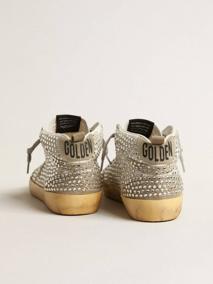 Women’s Mid Star In White And Dove-Gray Suede With Swarovski Crystals Mid Star Golden Goose Women
