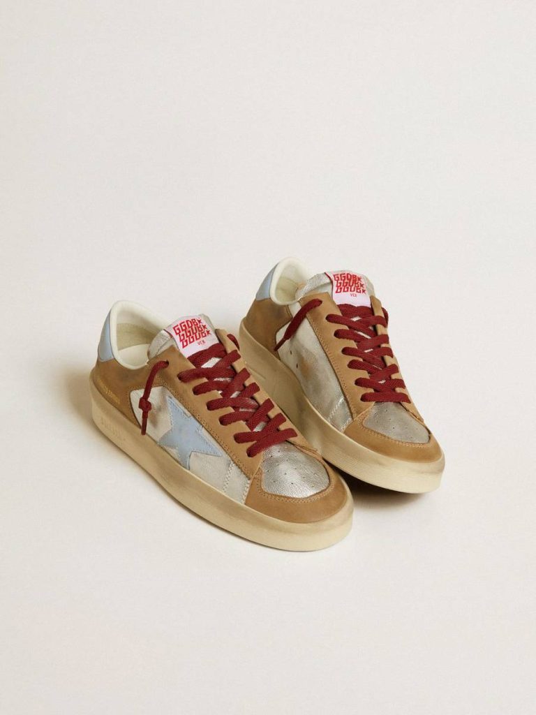 Women's Silver Stardan Ltd With Light Blue Leather Star And Nubuck Inserts Stardan Golden Goose Women