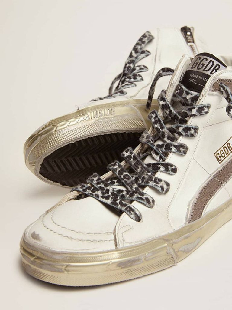 Women's Slide With Star In White Suede And Leather Flash Slide Women White Golden Goose