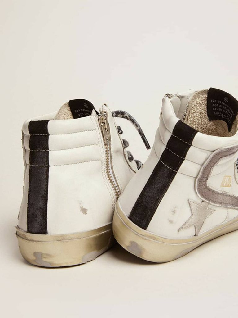 Women's Slide With Star In White Suede And Leather Flash Slide Women White Golden Goose