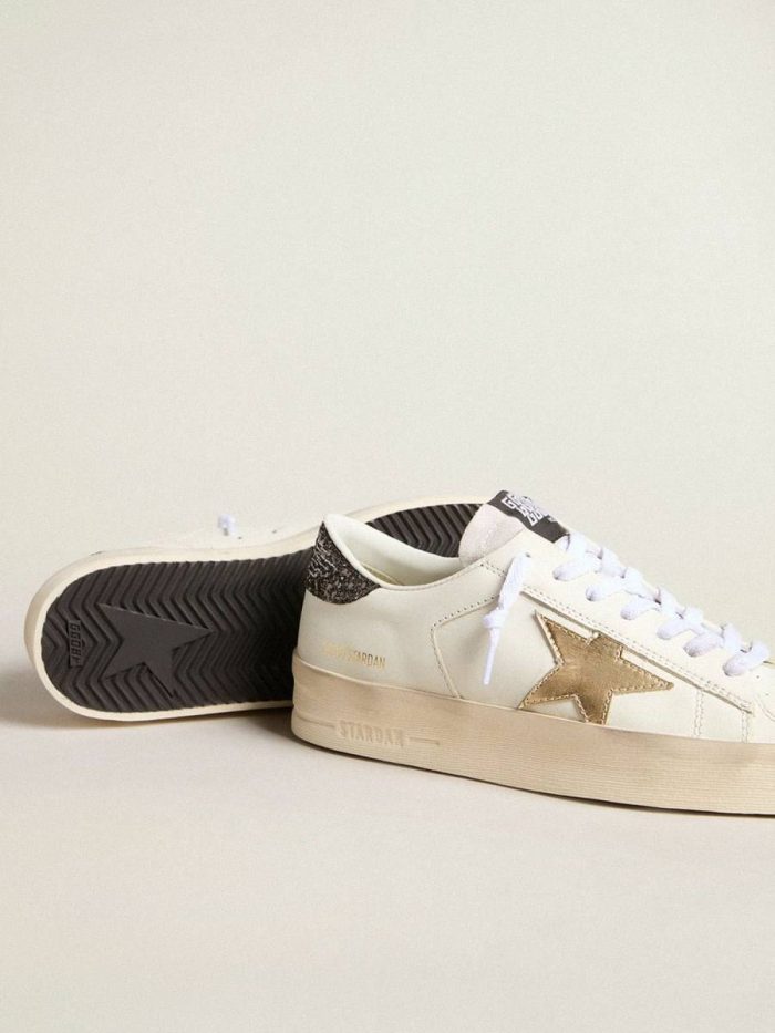 Women’s Stardan With Gold Star And Glitter Heel Tab White Golden Goose Stardan Women