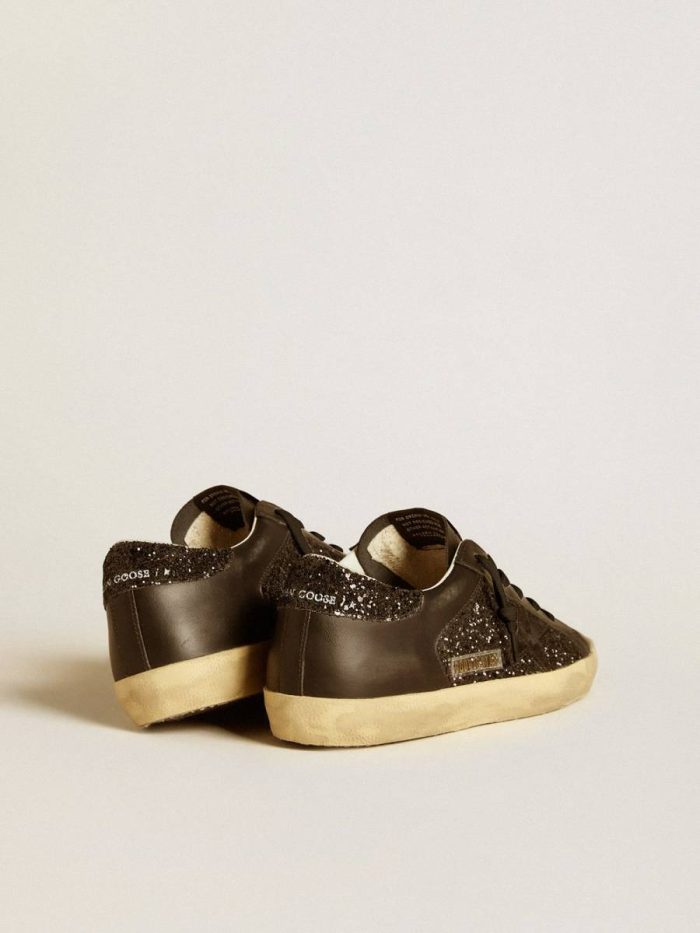Women's Super-Star In Black Glitter With Black Suede Star And Leather Inserts Women Super-Star Golden Goose