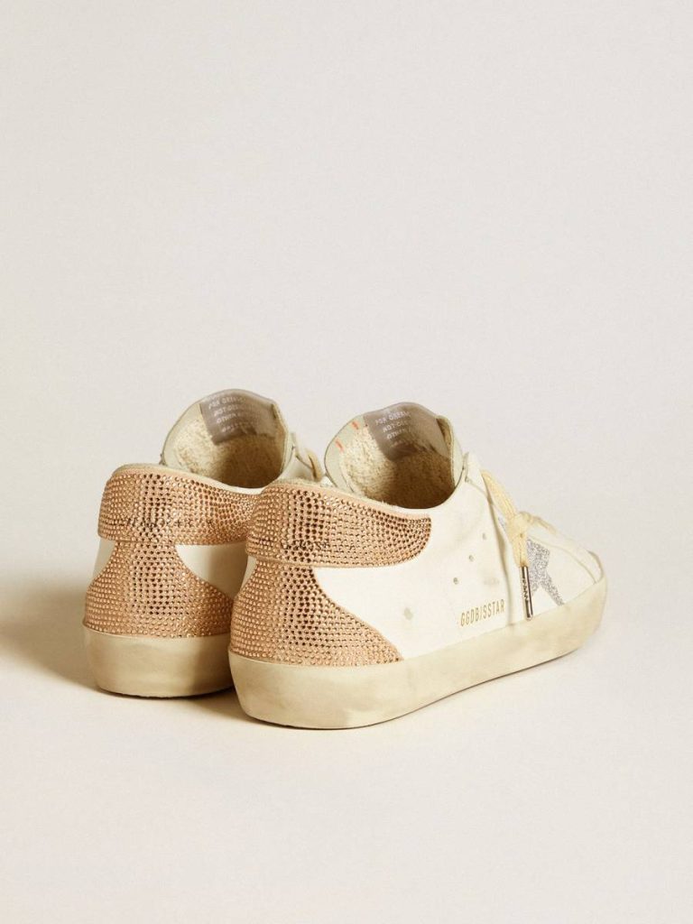 Women’s Super-Star In Leather With Swarovski Crystal Star And Heel Tab Women Golden Goose Super-Star White