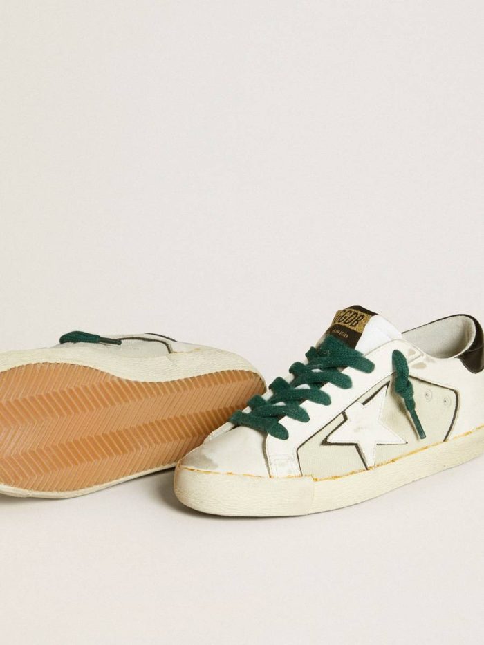 Women’s Super-Star Lab In White Leather With White Star And Black Heel Tab Women Golden Goose Super-Star