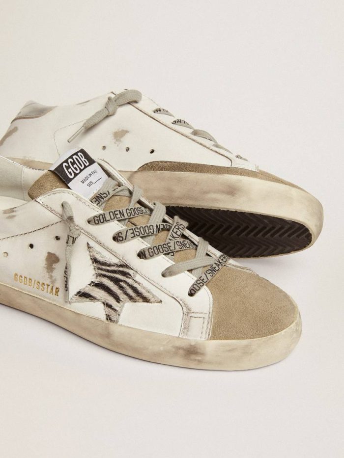Women's Super-Star With Zebra Print Pony Skin Star Women Super-Star White Golden Goose