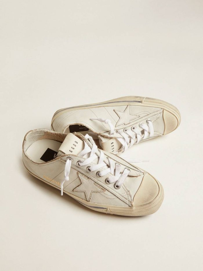 Women's V-Star In Vintage Effect Leather Women V-Star Golden Goose