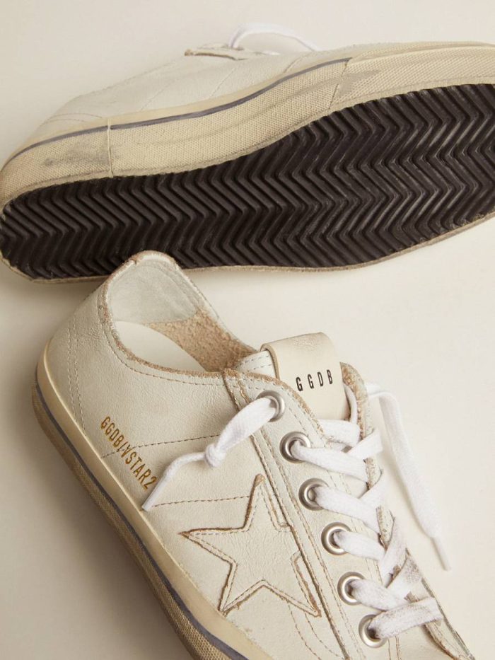 Women's V-Star In Vintage Effect Leather Women V-Star Golden Goose