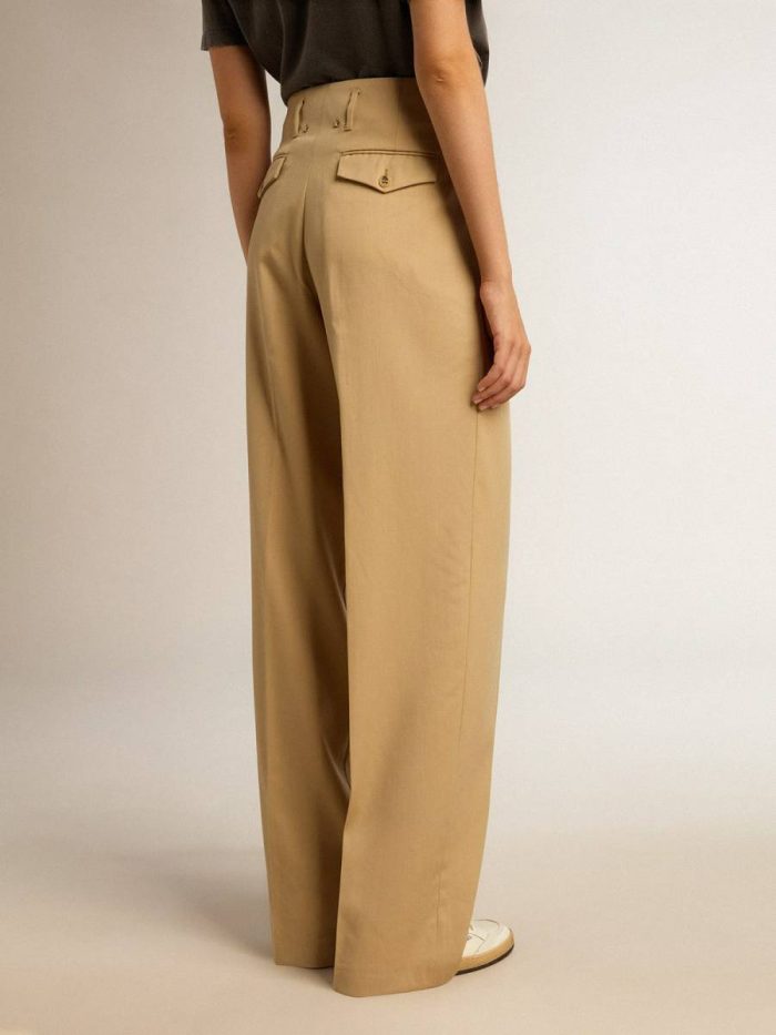 Women’s Wool Gabardine Pants In Sand Golden Goose Women Sand Jeans & Pants