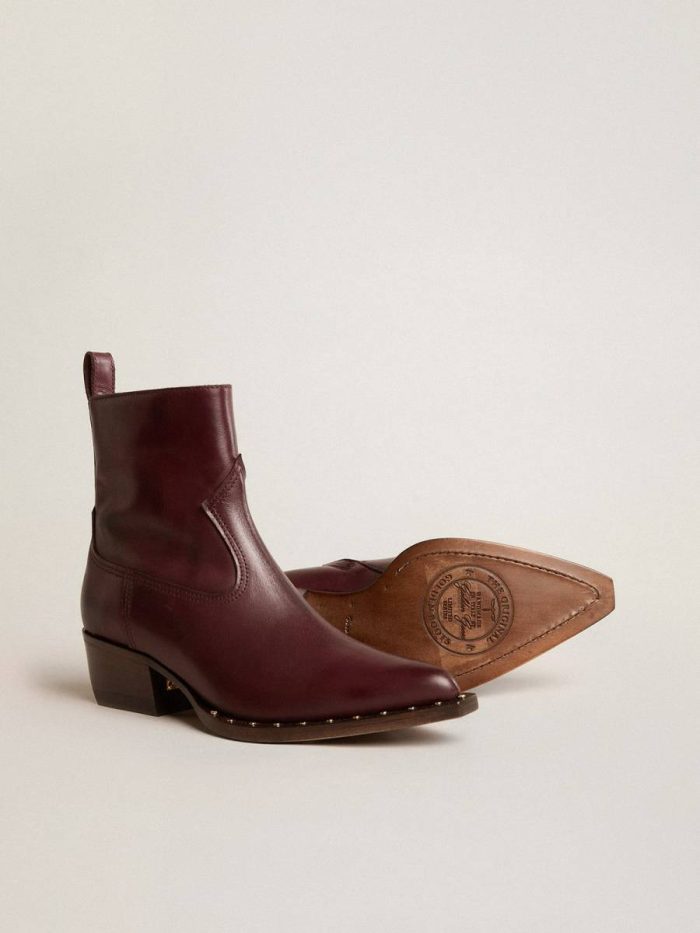 Womens's Low Debbie Boots In Burgundy Leather Burgundy Women Golden Goose Boots