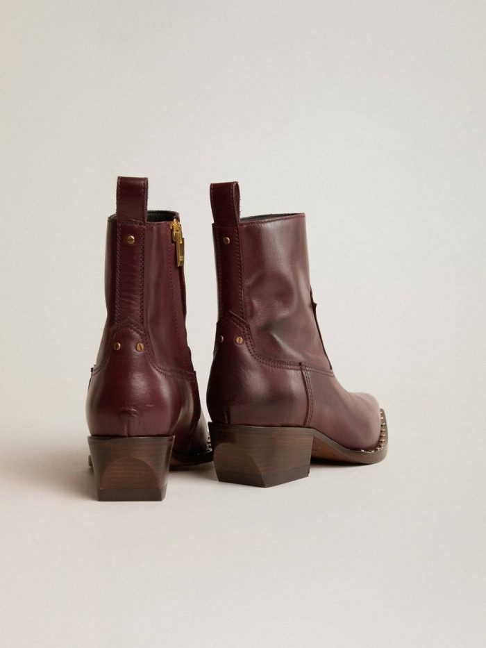 Womens's Low Debbie Boots In Burgundy Leather Burgundy Women Golden Goose Boots