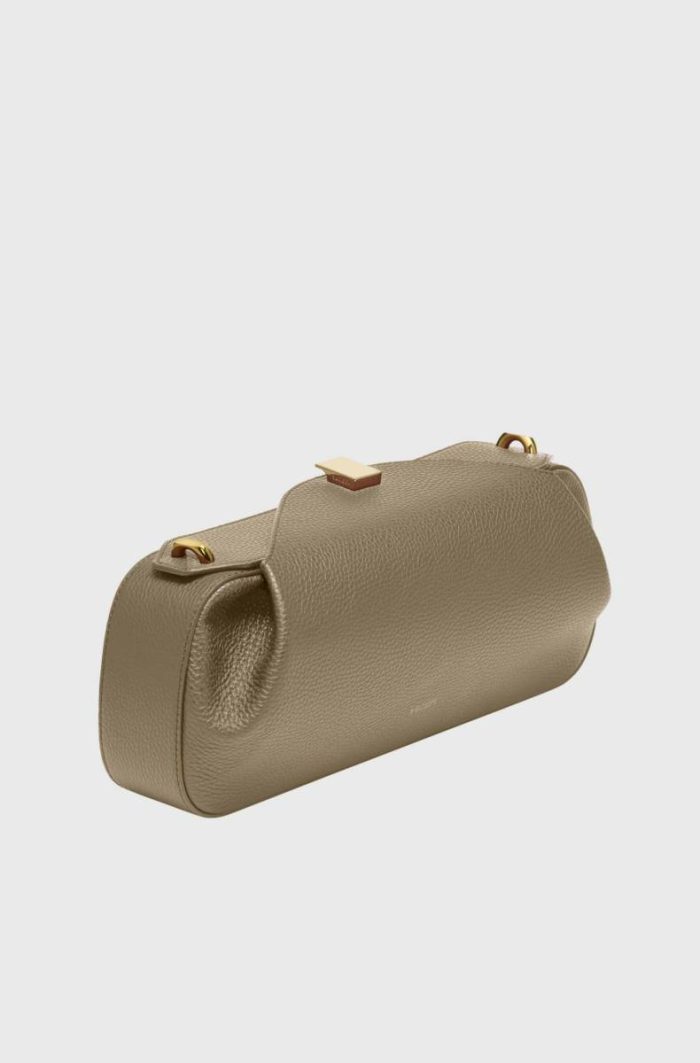 Yuzefi Clay Shoulder Bags Oyster Clutch - Clay Pebble Grained Leather Women