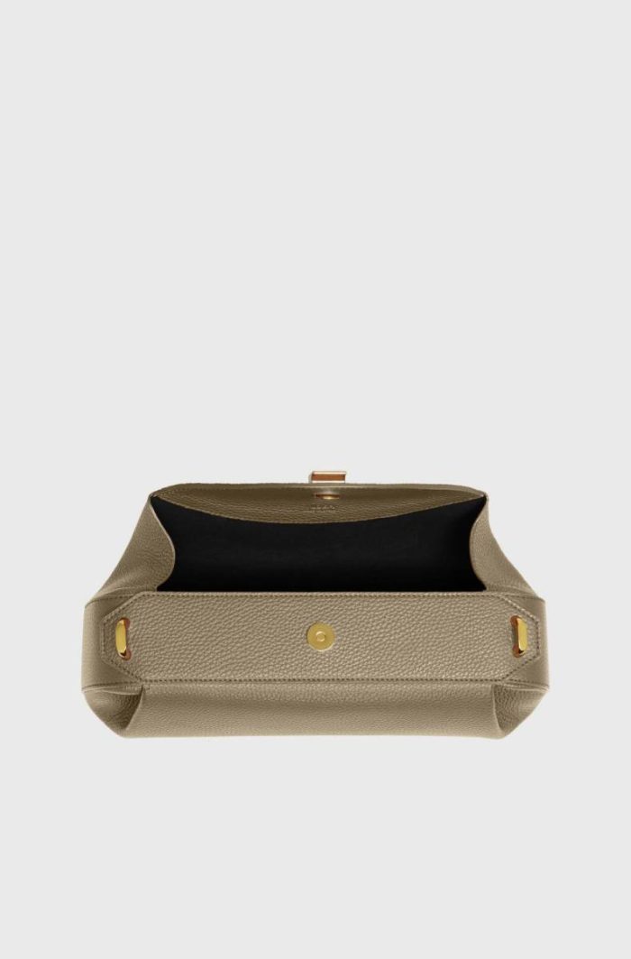 Yuzefi Clay Shoulder Bags Oyster Clutch - Clay Pebble Grained Leather Women