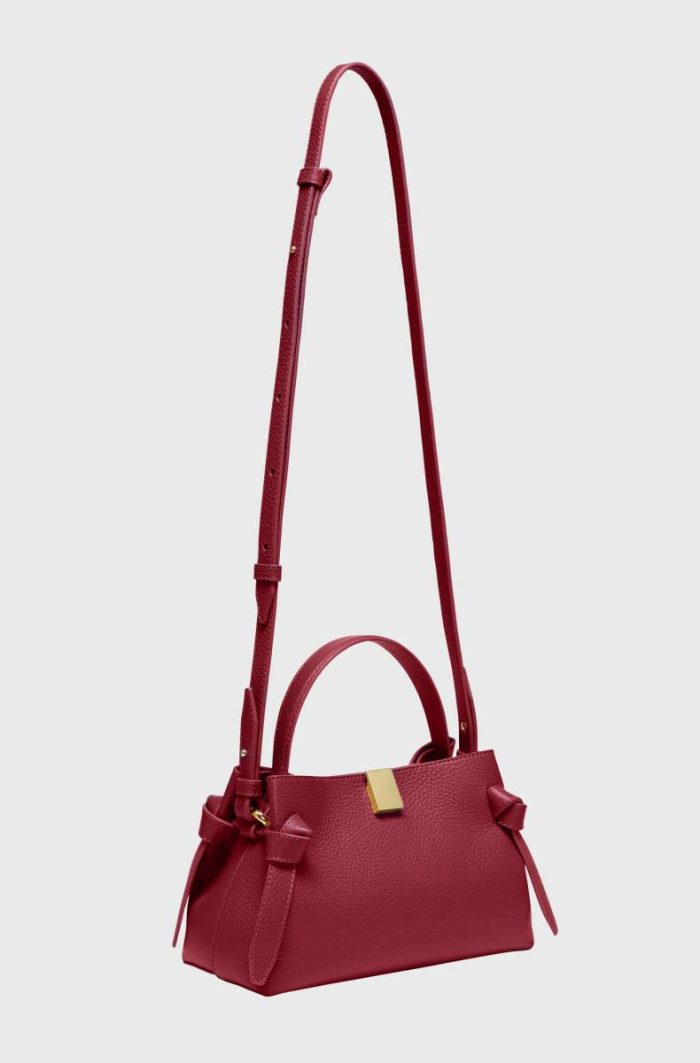 Yuzefi Cranberry Women Crossbody Bags Mini Gyoza - Cranberry Pebble Grained Leather