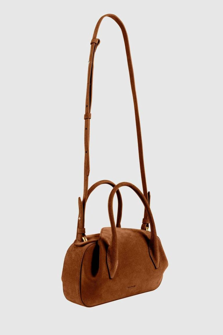 Yuzefi Crossbody Bags Mini Oyster Duffle - Cognac Suede Women
