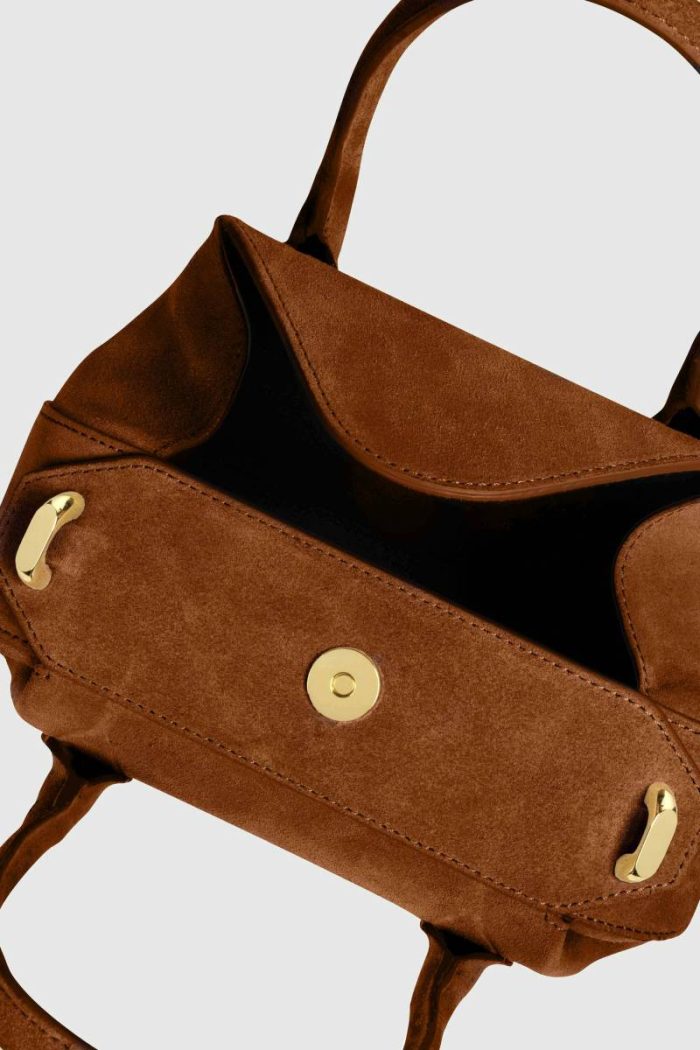 Yuzefi Crossbody Bags Mini Oyster Duffle - Cognac Suede Women