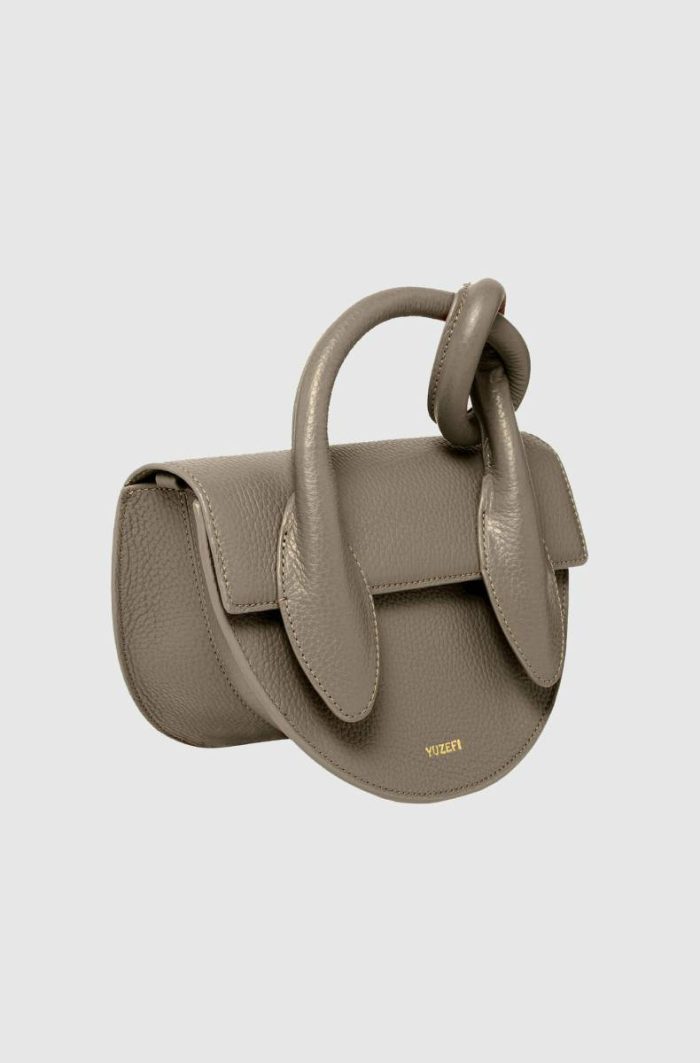 Yuzefi Crossbody Bags Women Pretzel - Taupe Pebble Grained Leather Taupe