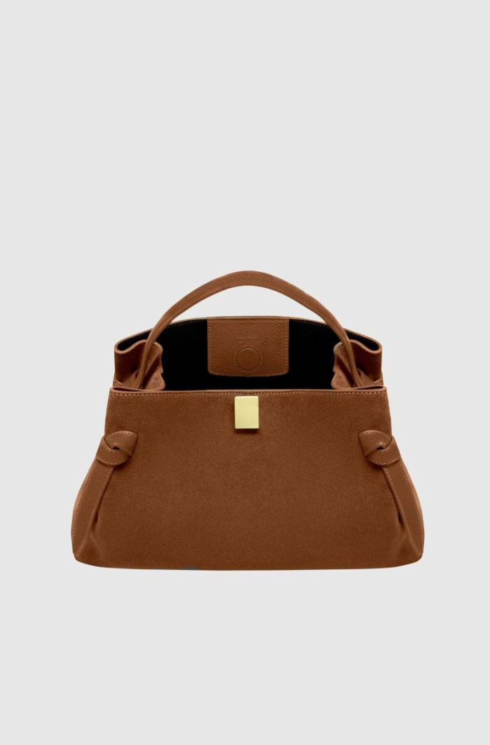 Yuzefi Gyoza - Cognac Suede Women Crossbody Bags Cognac