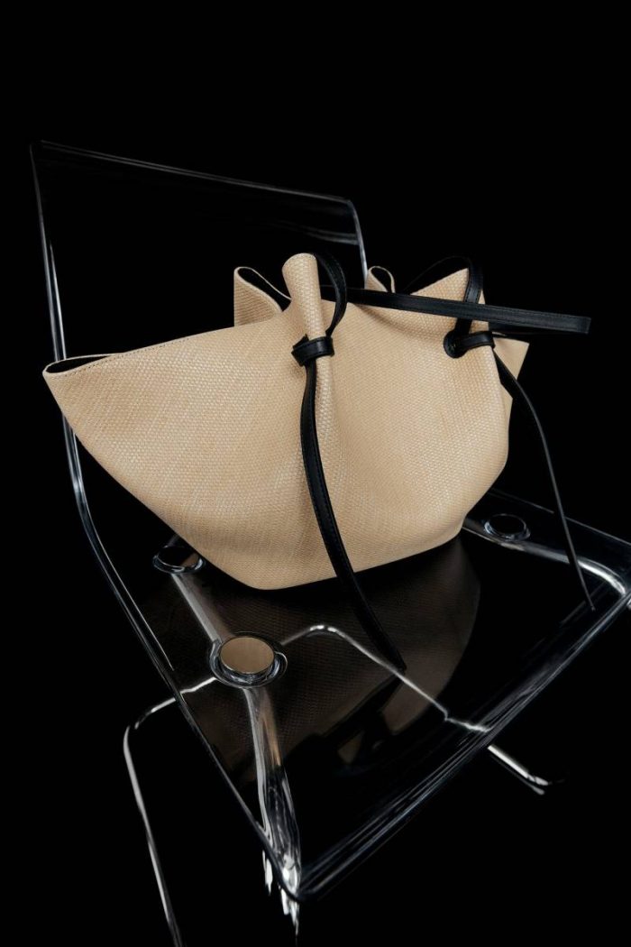 Yuzefi Large Mochi - Natural Raffia And Leather Tote Bags Women