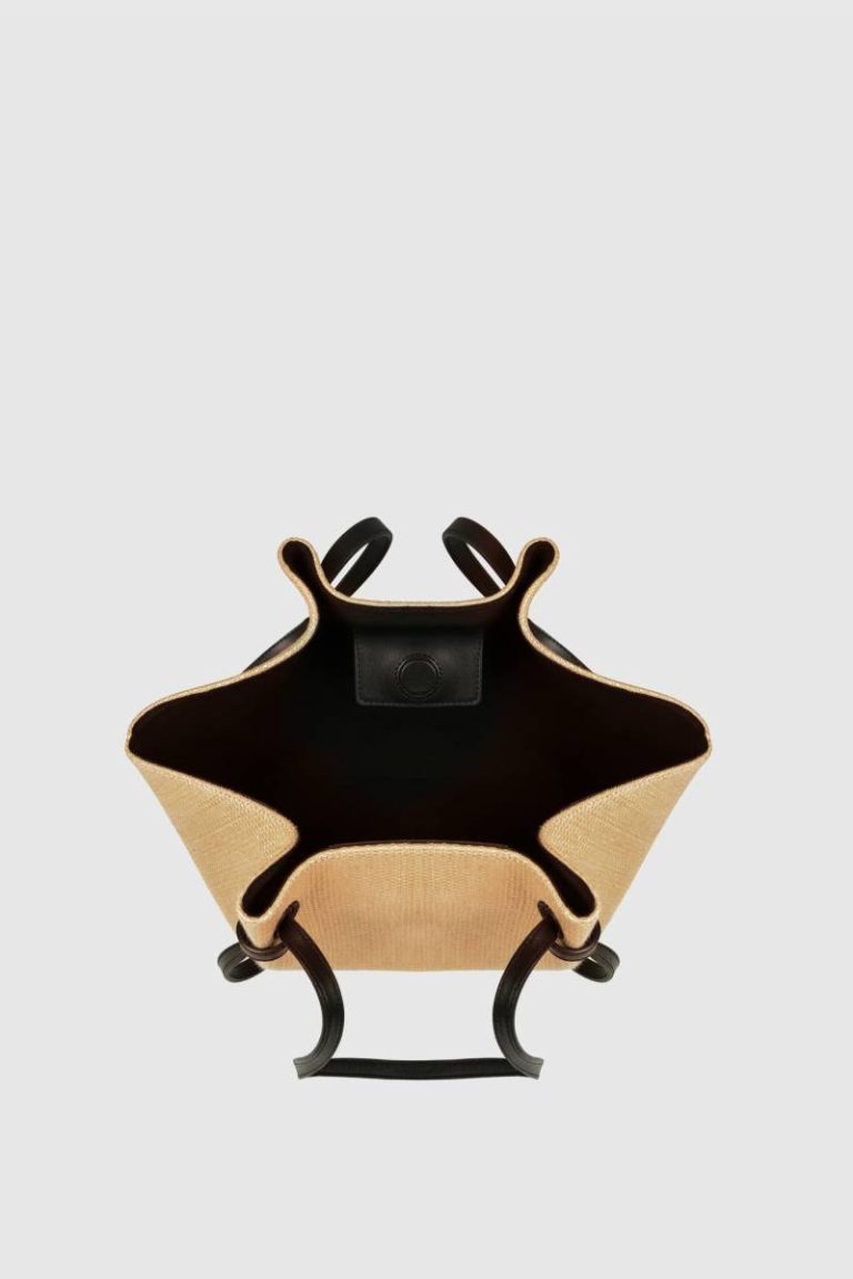 Yuzefi Large Mochi - Natural Raffia And Leather Tote Bags Women