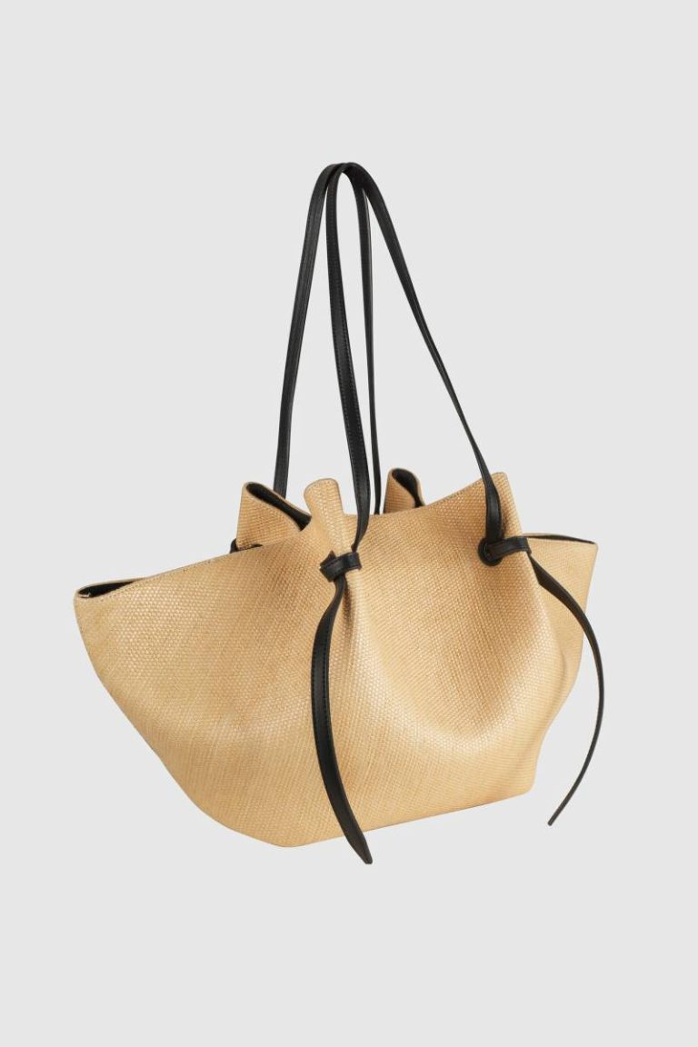 Yuzefi Large Mochi - Natural Raffia And Leather Tote Bags Women