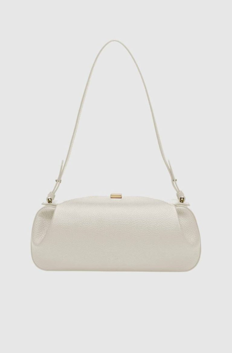 Yuzefi Oyster Clutch - Cream Pebble Grained Leather Women Shoulder Bags Cream