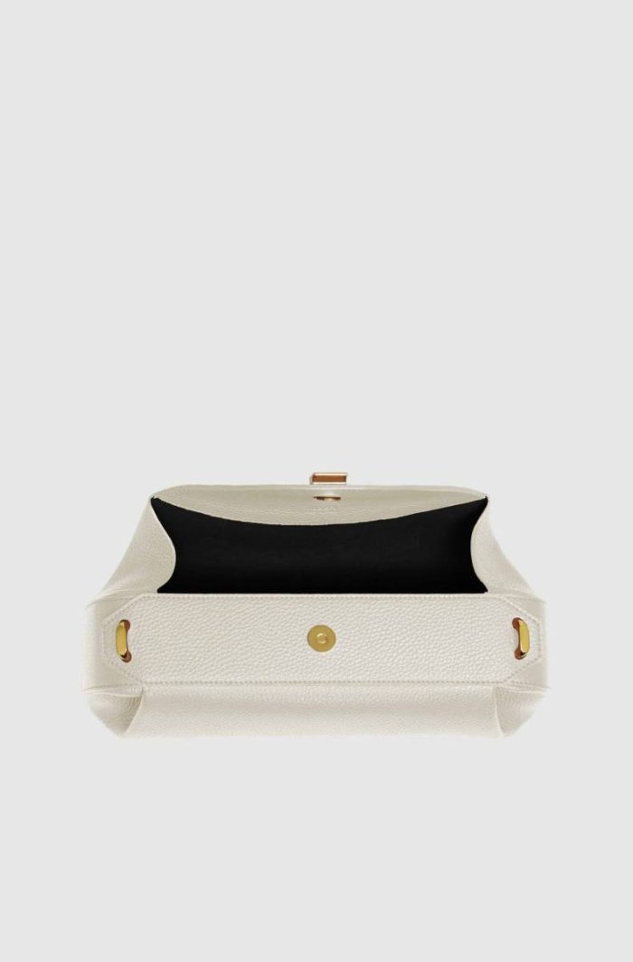 Yuzefi Oyster Clutch - Cream Pebble Grained Leather Women Shoulder Bags Cream