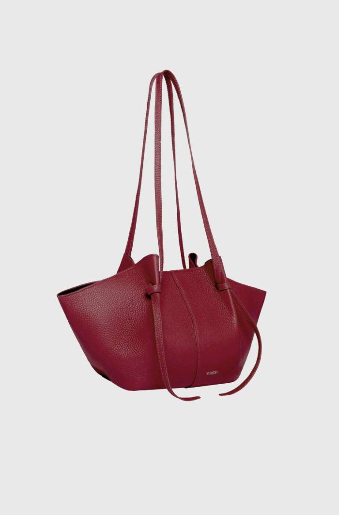 Yuzefi Tote Bags Cranberry Women Mochi - Cranberry Pebble Grained Leather