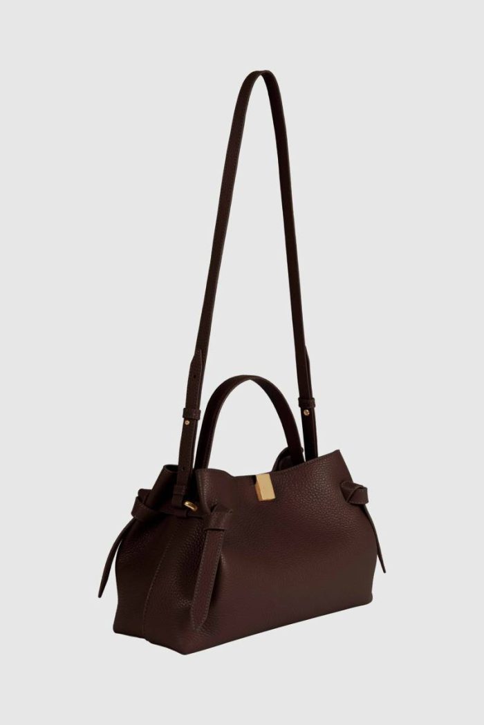 Yuzefi Women Espresso Crossbody Bags Gyoza - Espresso Pebble Grained Leather