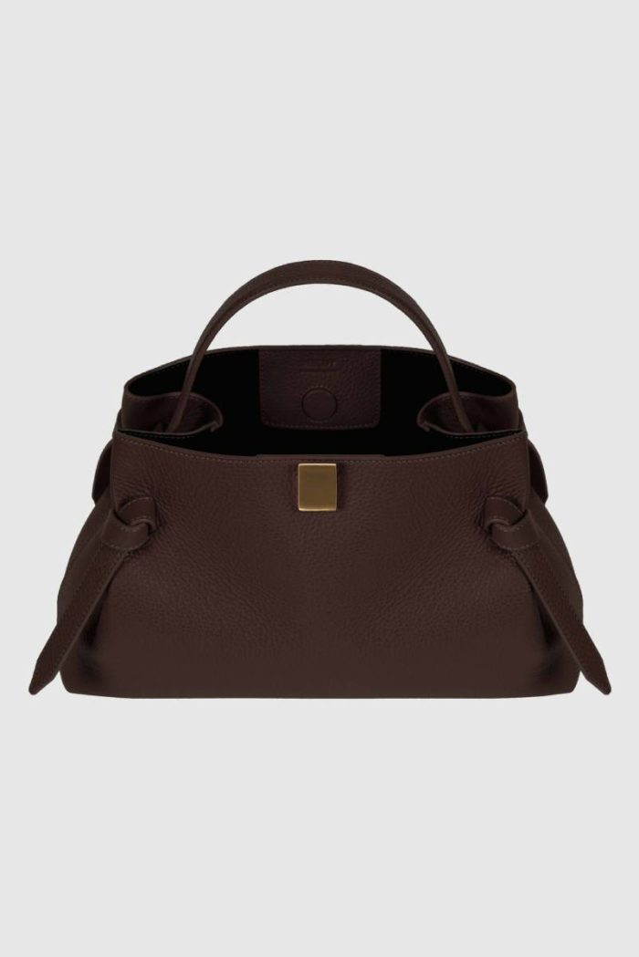 Yuzefi Women Espresso Crossbody Bags Gyoza - Espresso Pebble Grained Leather