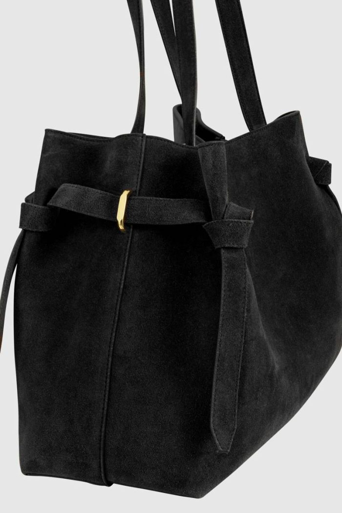 Yuzefi Women Gyoza Tote - Black Suede Tote Bags