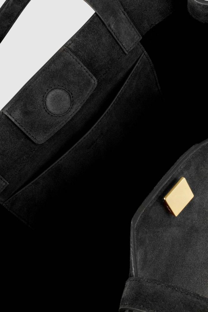 Yuzefi Women Gyoza Tote - Black Suede Tote Bags