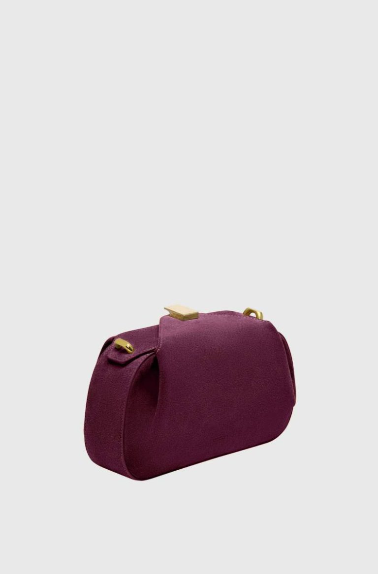 Yuzefi Women Mini Oyster Clutch - Wine Suede Crossbody Bags Wine