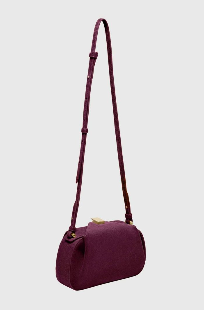Yuzefi Women Mini Oyster Clutch - Wine Suede Crossbody Bags Wine