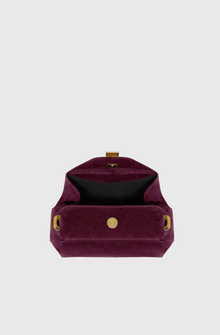 Yuzefi Women Mini Oyster Clutch - Wine Suede Crossbody Bags Wine