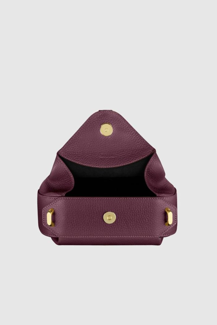 Yuzefi Women Wine Crossbody Bags Mini Oyster Clutch - Wine Pebble Grained Leather