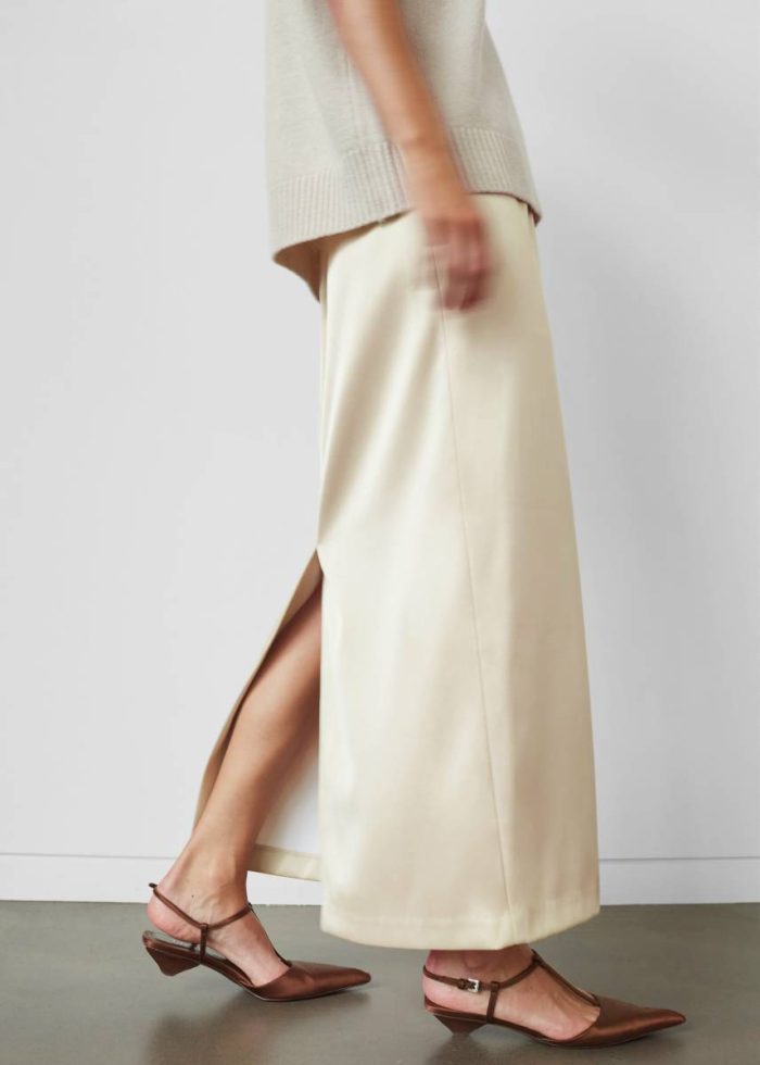 Adriana Midi Skirt - Beige The Frankie Shop Bottoms Beige Women