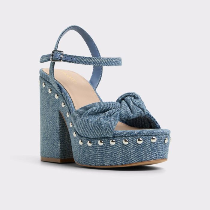 Aldo Blue Combo Heels Ulialdan Blue Combo Women's Platform Sandals Women