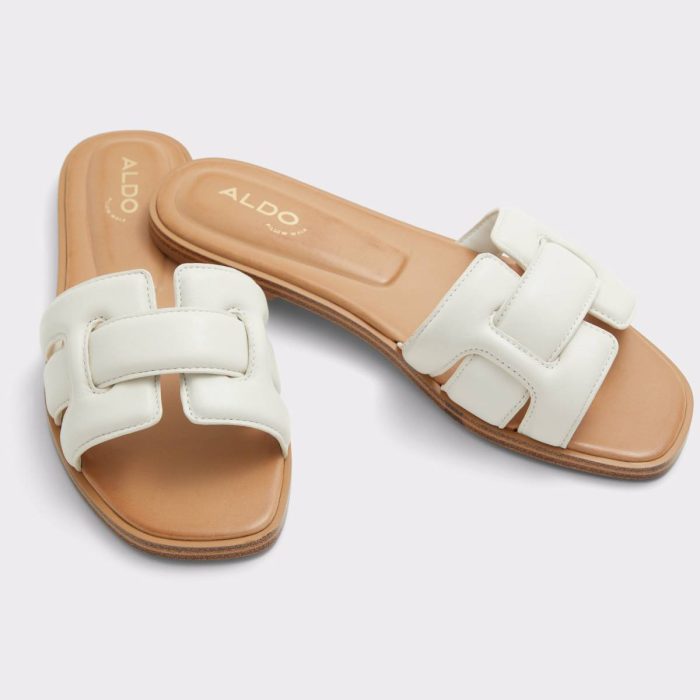 Aldo Elenaa White/Bone Women's Flat Sandals Women White/Bone Sandals