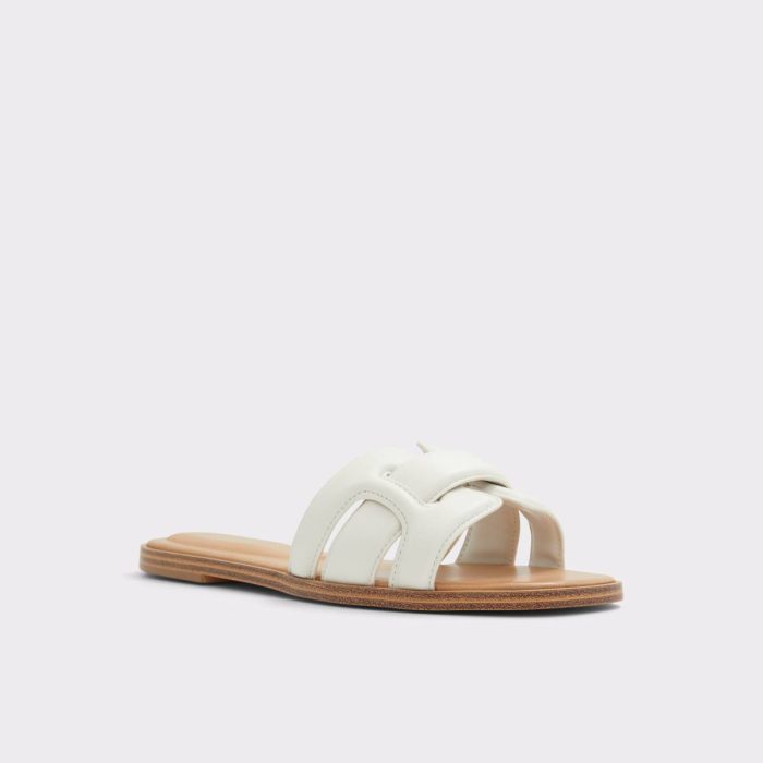 Aldo Elenaa White/Bone Women's Flat Sandals Women White/Bone Sandals