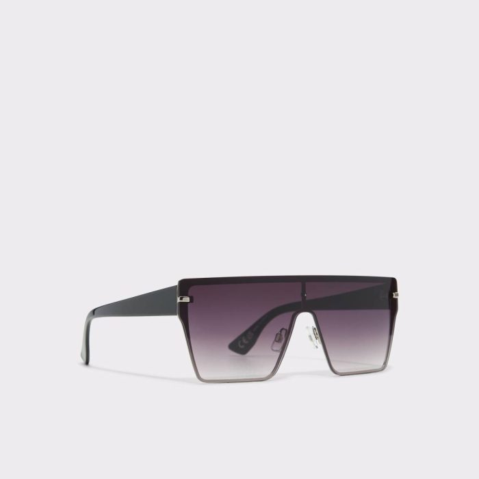 Aldo Gavenany Black/Silver Multi Women's Shield Sunglasses Black/Silver Multi Women