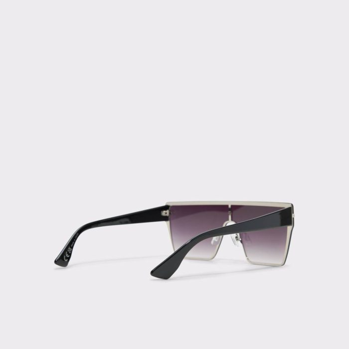 Aldo Gavenany Black/Silver Multi Women's Shield Sunglasses Black/Silver Multi Women