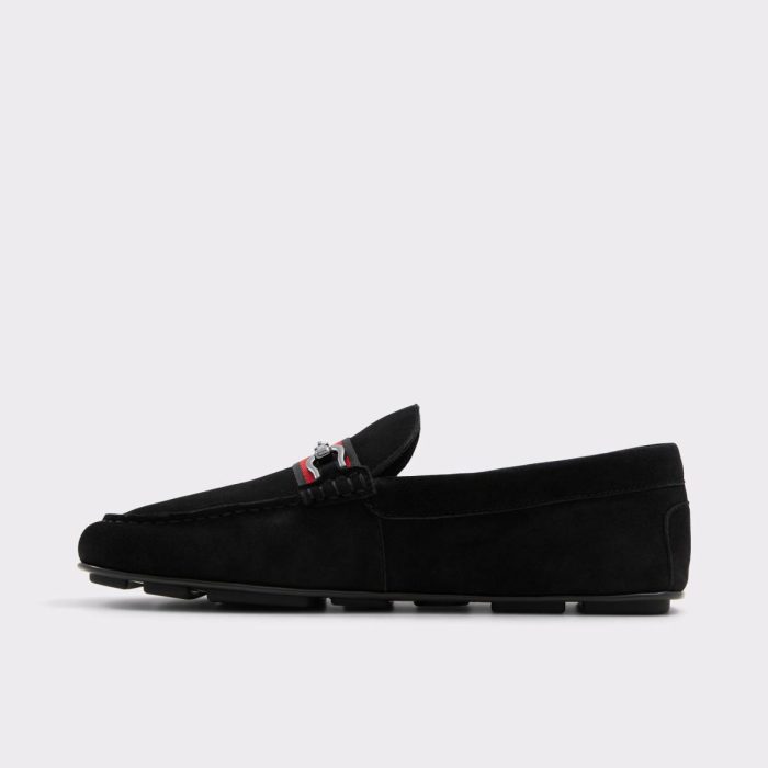 Aldo Loafers & Slip-Ons Spanner Black Leather Suede Men's Hybrid Shoes Men Black Leather Suede