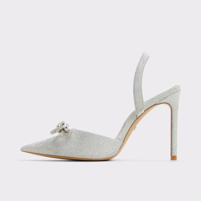 Aldo Silver Heels Women Addie Silver Women's Slingbacks