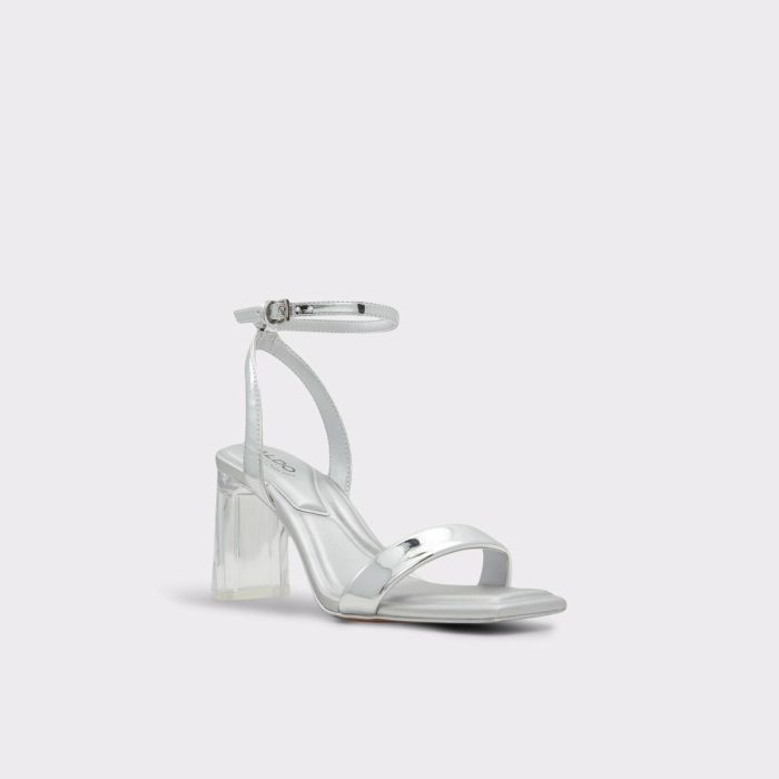 Aldo Silver Heels Women Aurorai Silver Women's Block Heels
