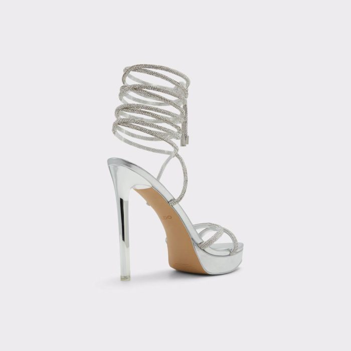 Aldo Silver Women Izabella Silver Women's Strappy Sandals Heels