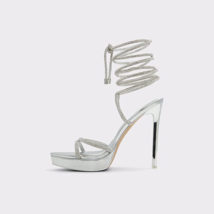Aldo Silver Women Izabella Silver Women's Strappy Sandals Heels